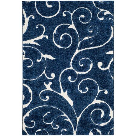 Safavieh Shag Power Loomed Rectangle Area Rug Dark Blue & Cream - 2 ft.-3 in. x 11 ft. SG455-6511-211